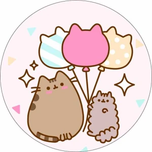 Opłatek na tort Kot PUSHEEN z balonikami