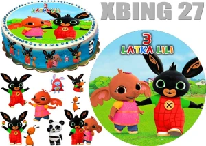 Opłatek na tort KRÓLICZEK BING + 10 POSTACI + DEDYKACJA XBING 27