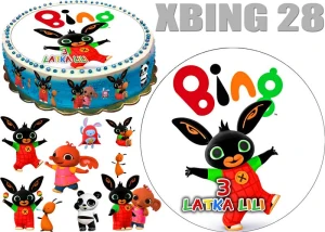 Opłatek na tort KRÓLICZEK BING + 10 POSTACI + DEDYKACJA XBING 28