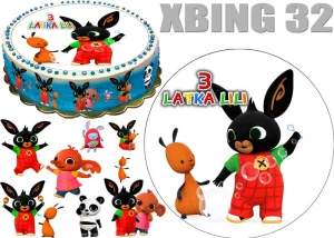 Opłatek na tort KRÓLICZEK BING + 10 POSTACI + DEDYKACJA XBING 32