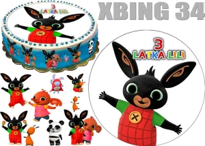 Opłatek na tort KRÓLICZEK BING + 10 POSTACI + DEDYKACJA XBING 34