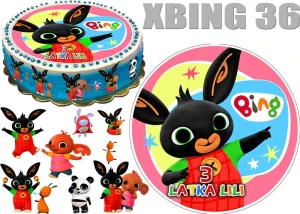 Opłatek na tort KRÓLICZEK BING + 10 POSTACI + DEDYKACJA XBING 36