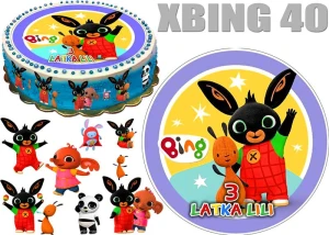 Opłatek na tort KRÓLICZEK BING + 10 POSTACI + DEDYKACJA XBING 40
