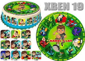 Opłatek na górę i bok tortu BEN 10 +10 miniatur + dedykacja XBEN 19
