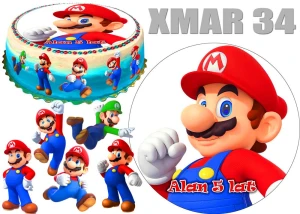 Opłatek na górę i bok tortu SUPER MARIO + 5 postaci + dedykacja XMAR34