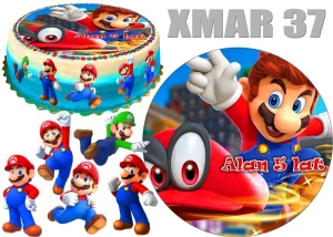 Opłatek na górę i bok tortu SUPER MARIO + 5 postaci + dedykacja XMAR37