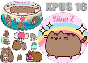 Opłatek na tort Kot PUSHEEN + 9 postaci + dedykacja XPUS16