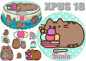 Opłatek na tort Kot PUSHEEN + 9 postaci + dedykacja XPUS18