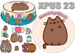 Opłatek na tort Kot PUSHEEN + 9 postaci + dedykacja XPUS23