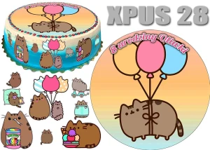 Opłatek na tort Kot PUSHEEN + 9 postaci + dedykacja XPUS28