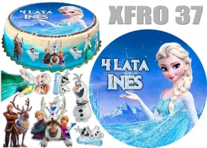 Opłatek na górę i bok tortu FROZEN Kraina lodu + 11 postaci + dedykacja XFRO37