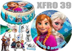 Opłatek na górę i bok tortu FROZEN Kraina lodu + 11 postaci + dedykacja XFRO39