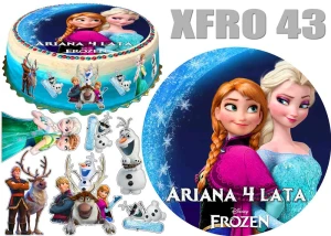 Opłatek na górę i bok tortu FROZEN Kraina lodu + 11 postaci + dedykacja XFRO43