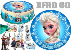 Opłatek na górę i bok tortu FROZEN Kraina lodu + 11 postaci + dedykacja XFRO60