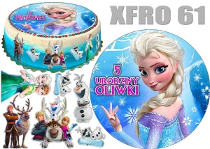 Opłatek na górę i bok tortu FROZEN Kraina lodu + 11 postaci + dedykacja XFRO61