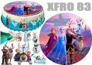 Opłatek na górę i bok tortu FROZEN Kraina lodu + 11 postaci + dedykacja XFRO83