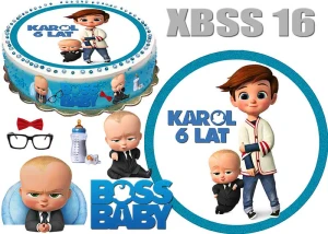 Opłatek na górę i bok tortu BABY BOSS Dzieciak Rządzi + 5 elementów + napis 