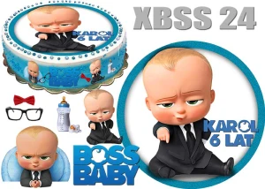 Opłatek na górę i bok tortu BABY BOSS Dzieciak Rządzi + 5 el. + napis (24)