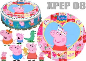 Opłatek na tort ŚWINKA PEPPA  + 8 postaci XPEP 08