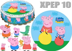 Opłatek na tort ŚWINKA PEPPA  + 8 postaci XPEP 10