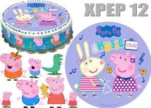 Opłatek na tort ŚWINKA PEPPA  + 8 postaci XPEP 12
