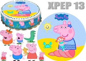 Opłatek na tort ŚWINKA PEPPA  + 8 postaci XPEP 13