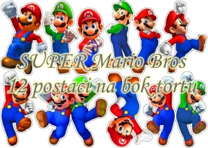 Dekoracja na bok tortu SUPER MARIO postacie