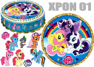 Opłatek na góre i bok tortu KUCYKI PONY XPON 01