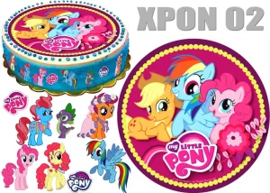 Opłatek na górę i bok tortu KUCYKI PONY XPON 02