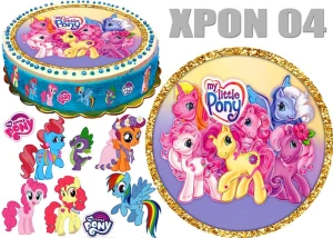 Opłatek na górę i bok tortu KUCYKI PONY XPON 04