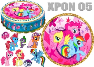 Opłatek na górę i bok tortu KUCYKI PONY XPON 05