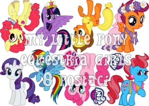 Opłatek na bok tortu KUCYKI PONY 8 postaci