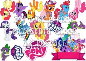 Opłatek na bok tortu KUCYKI PONY 12 postaci