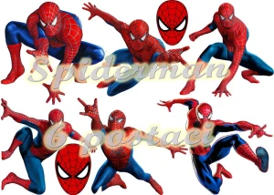Dekoracja na bok tortu SPIDERMAN  6 postaci