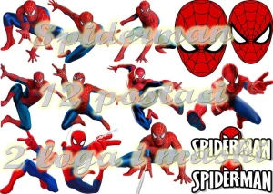 Dekoracja na bok tortu SPIDERMAN  12 postaci