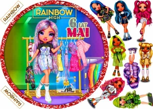 opłatek na tort laleczki RAINBOW HIGH + postacie 01
