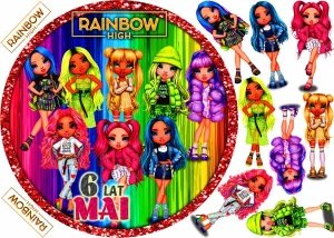 opłatek na tort laleczki RAINBOW HIGH + postacie 02