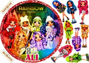 opłatek na tort laleczki RAINBOW HIGH + postacie 03