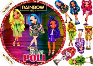 opłatek na tort laleczki RAINBOW HIGH + 8 postaci 05
