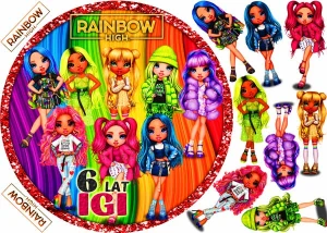 opłatek na tort laleczki RAINBOW HIGH + 8 postaci 06