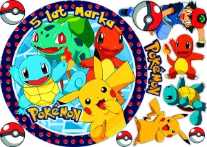 zestaw opłatkowy na góre i boki tortu POKEMONY PIKACHU (10)