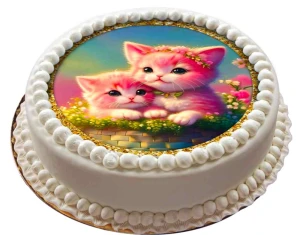 opłatek na tort UROCZE KOTKI okrąg 20cm 12