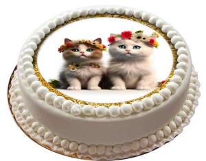 opłatek na tort UROCZE KOTKI okrąg 20cm 15
