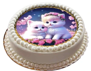 opłatek na tort UROCZE KOTKI okrąg 20cm 16