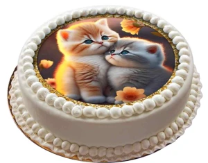 opłatek na tort UROCZE KOTKI okrąg 20cm 19