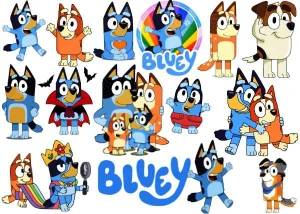 BLUEY - 14 opłatkowych postaci na bok tortu