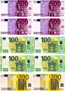 OPŁATEK NA TORT PIENIĄDZE BANKNOTY EURO. Dekoracja