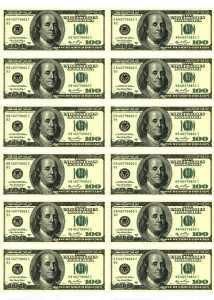 OPŁATEK NA TORT PIENIĄDZE BANKNOTY dolary 12szt