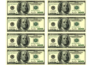 OPŁATEK NA TORT PIENIĄDZE BANKNOTY dolary 8szt