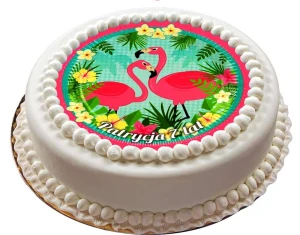 Opłatek na tort FLAMINGI